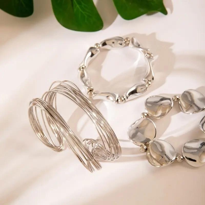 Curvilinear Fluctuation Plan Bangle Permanent Iron Mixture Chain Gentle Jewelry For Everyday Stackable Addition