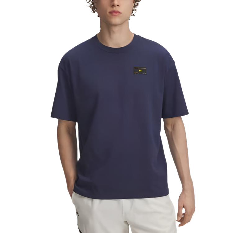 

Under Armour Тканая серия Этикетка Тяжелая Модная Повседневная Футболка с коротким рукавом Мужские топы 6005668-403 XL