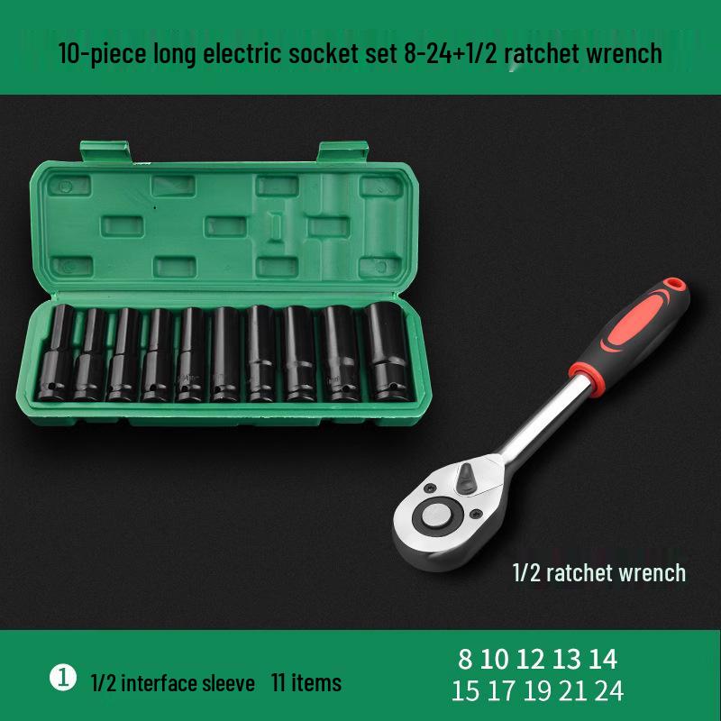 Comprehensive Electric Wrench Kit: Large, Medium, Small Socket Set with Air and Electric Wrench Tool Attachments