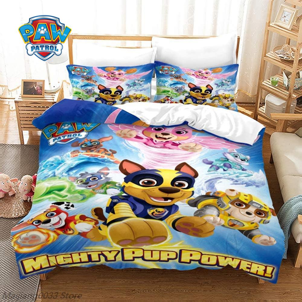 Paw Patrol Bedding Set 3Pcs Duvet Cover Chase Marshall Skye Rubble Rocky Zuma Everest Ryder Kids Boys Girls Gift