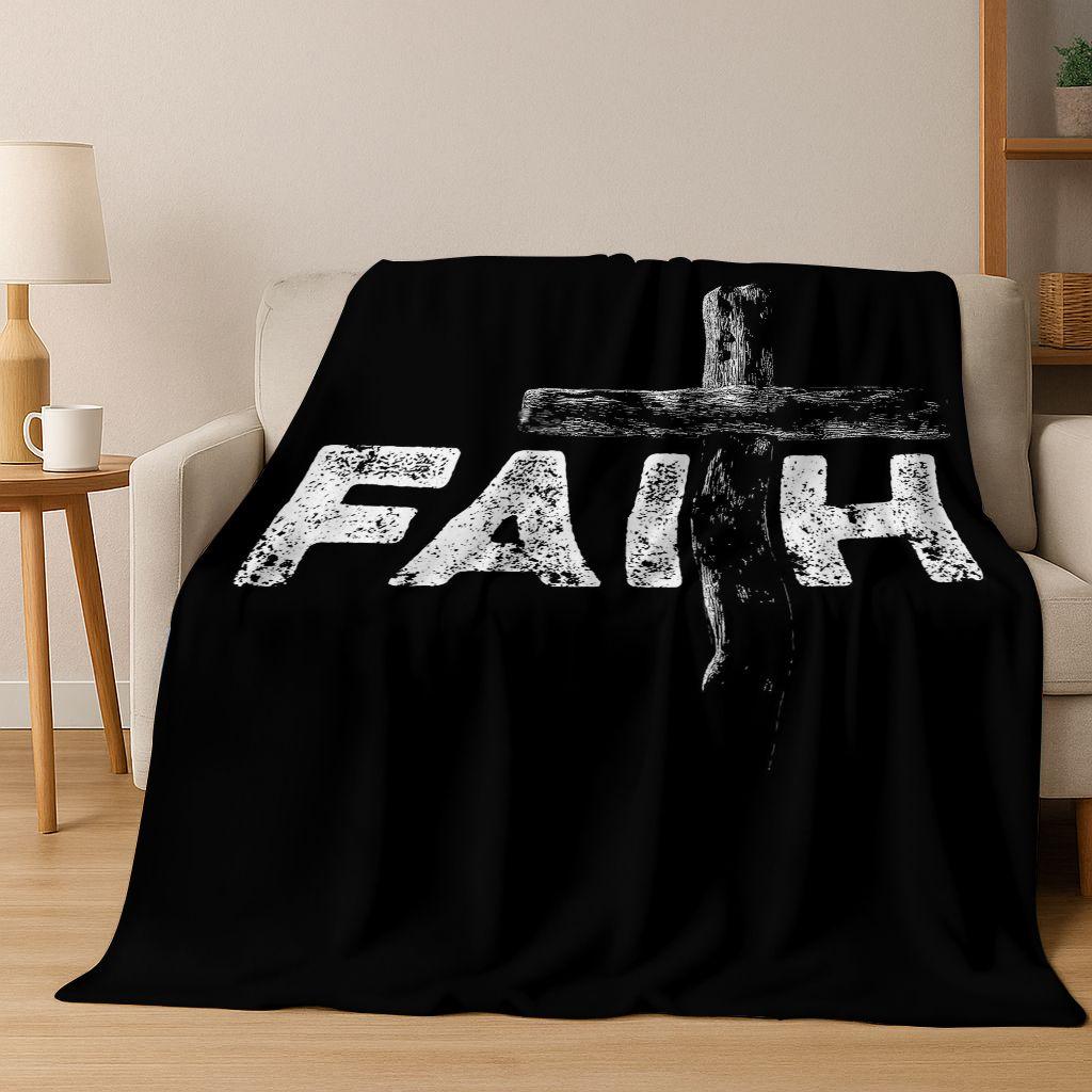 New Belief Cross Holy Bible Pray Jesus Flannel Blanket,Cozy Soft Throw Blanket for Home Bedroom Bed Sofa Picnic Cover Kids Gift
