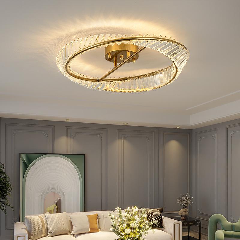 Italian Minimalist Crystal LED Ceiling Light for Bedroom and Living Room
