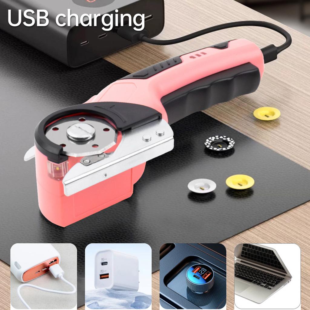 Cordless Electric Scissors 3.6V Re Able Cardboard Box Cutter Fabric Scissor with Spare Blade   Lock & LED Light for Leather Carpet Plast