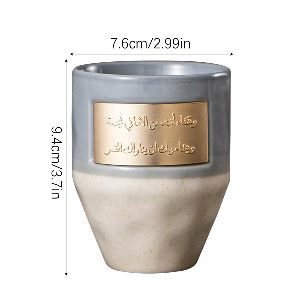 Taza de Café de Oriente Medio de 265ml Taza Estilo Saudí Taza para Té con Leche Taza de Cerámica para Pareja Taza con Flor Tirada Taza de Oficina Regalo para Amigos