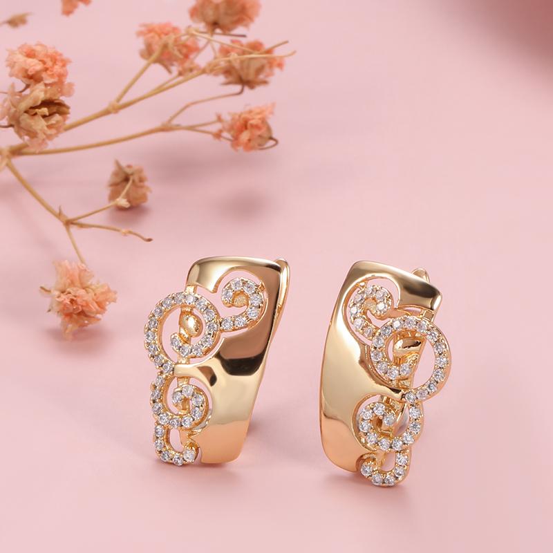 Fashion Rose Gold Ring Earrings Sets Fashion Natural Zircon Earrings For Women High Quality Daily Fine Jewelry Set
