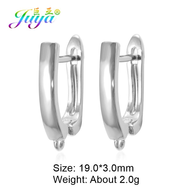 Juya Women Earrings Accessories 4 8Pcs/Lot Gold Silver Plated Shvenzy Ear Wire Fixture Fastener Bale DIY Earring Hooks Clasp