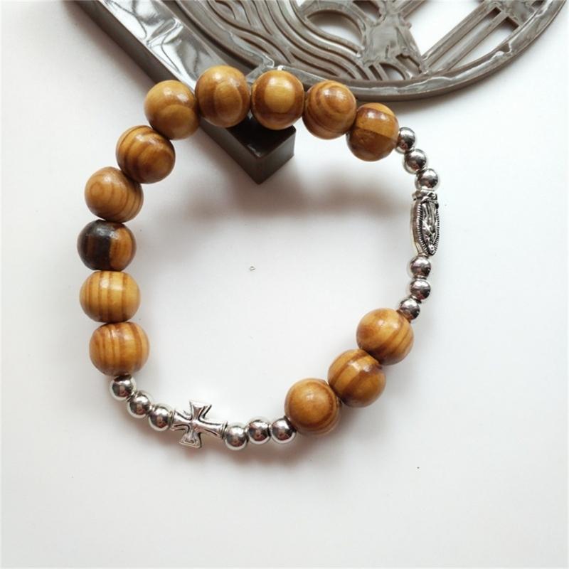 Catholic Cross Finger Chain Vintage Rosary Baptism Rosaries Bracelet for Baptism Favor Christening Women Men Jewelry
