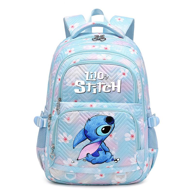 Teen Girl Student Schoolbag with Stitch Pattern Printed Backpack, Children's Large-capacity Schoolbag, Cute Cartoon