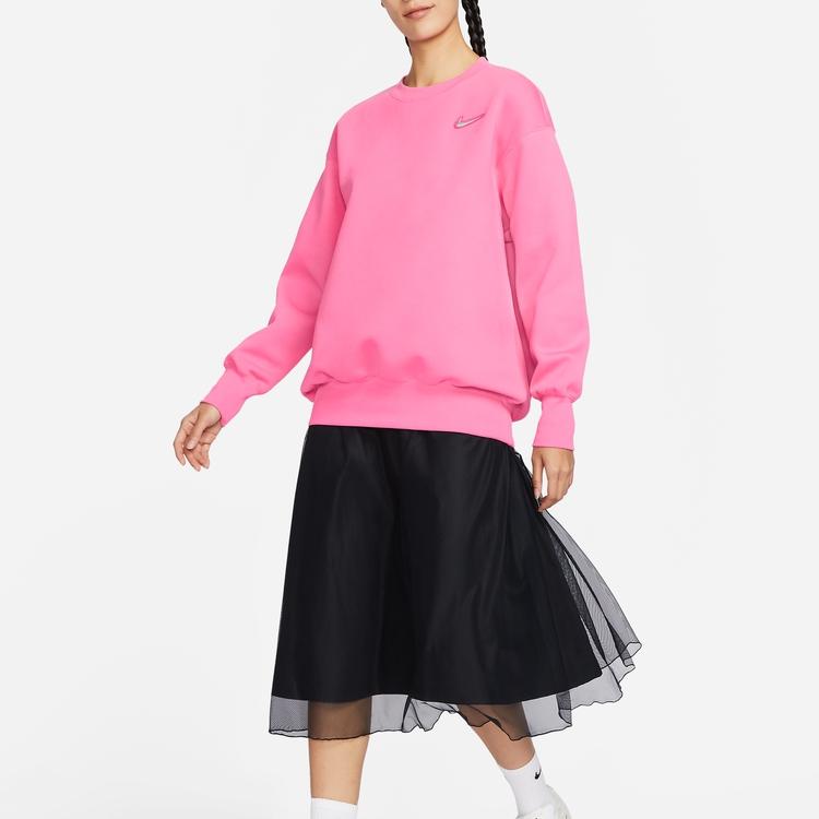 Nike Dragon Soar New Year Series FW23 Casual Loose Round Neck Pullover Sweatshirt Women Tops Lilac Pink FZ6537-684