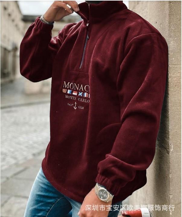 

Autumn and winter letter embroidery thickened casual spot men s sweatshirt M красный
