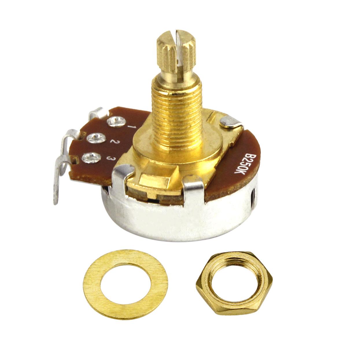 FLEOR 6pcs Golden Full Size Long Split Shaft Potentiometers Guitar Pots A250K B250K A500K B500K Choose