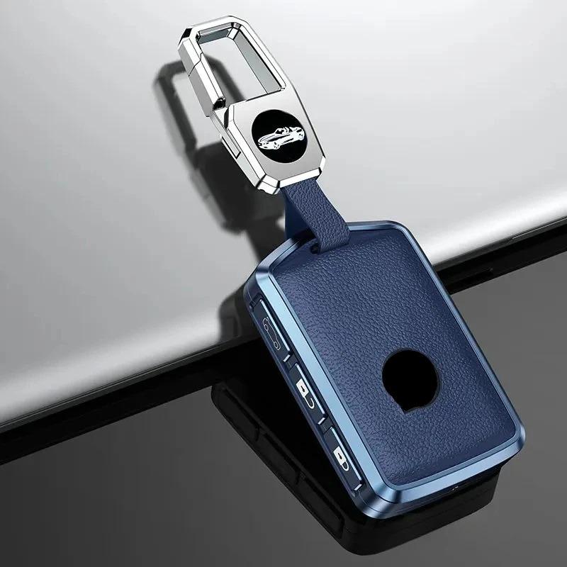 Zinc Alloy Leather Car Key Case Cover Shell Holder Protector For Volvo Xc40 Xc60 S90 Xc90 V90 T5 T6 T8 Keychain Auto Accessories