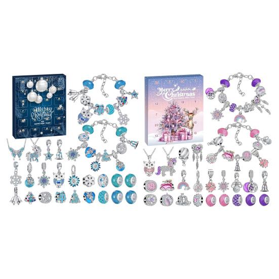 Bracelet DIY Advent Calendar 2025 Bracelet Making Kit Christmas Charm Beads Countdown Calendar Jewelry Making Kit for Adults Teens Girls Xmas Gifts