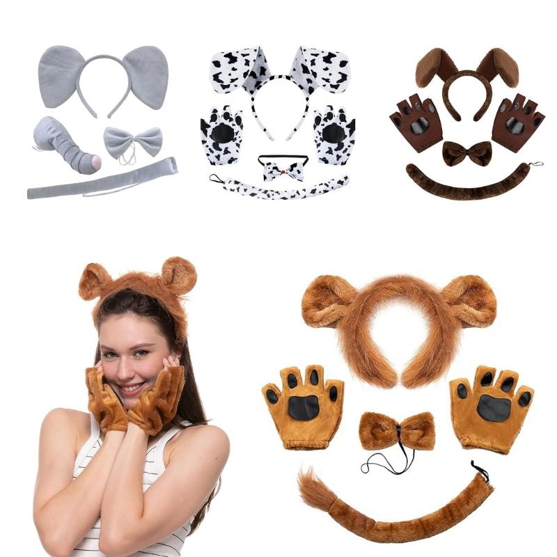 Child Animal Costume Accessories, Elephant Lion Monkey Dog Cats Costume Set for Kid Boy Girl Cosplay Christmas Halloween