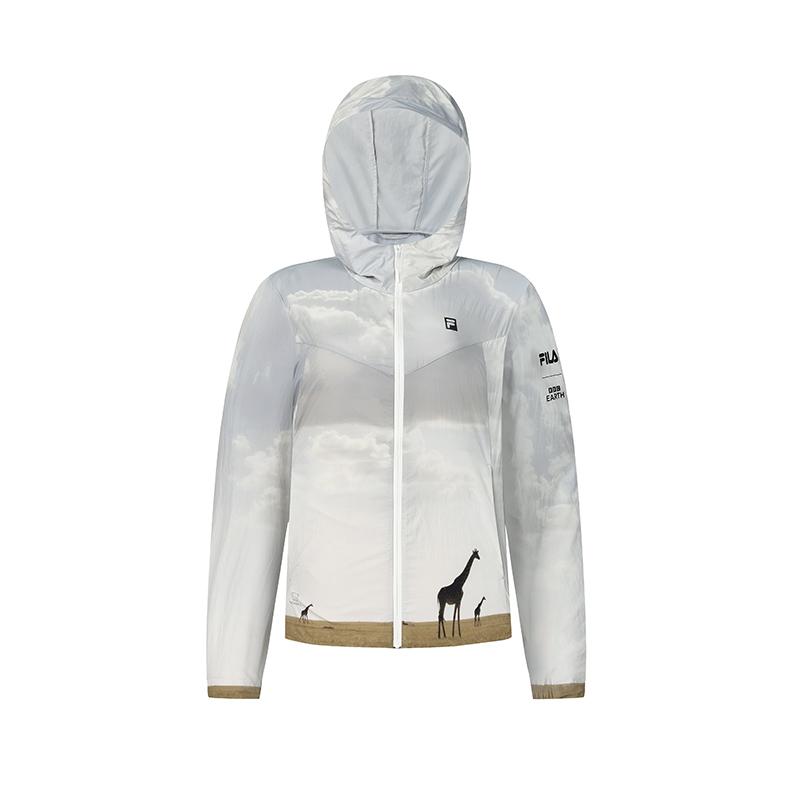 

New FILA x BBC EARTH Jacket Women s All Over Print A11W437716FZA 165/84A/M