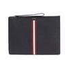 Striped Decorated Leather Clutch Men Clutch Black THALDEN-LT-10