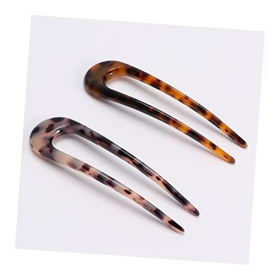 Creative U-Shaped Acetate Hairpins, Hair Sticks for Updos, Hair Accessories for Parties and Daily Wear, 2 Pieces