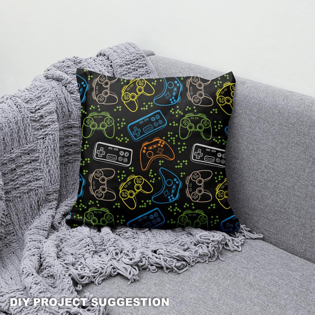Royal Samt Stoff Polyester Zum Nähen - Motiv Joysticks