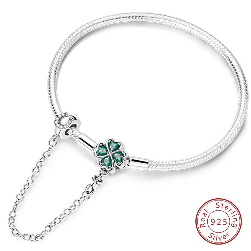 Original 925 Silver Heart Star Moon Snowflake Butterfly Bracelets 17 20CM For Women DIY Charms Jewelry Gifts