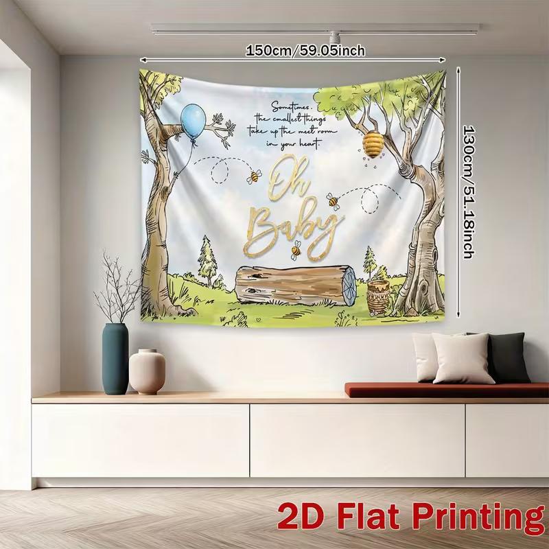 2D Classic Pooh Bear Bee Photography Background Cloth for Gender Reveal
