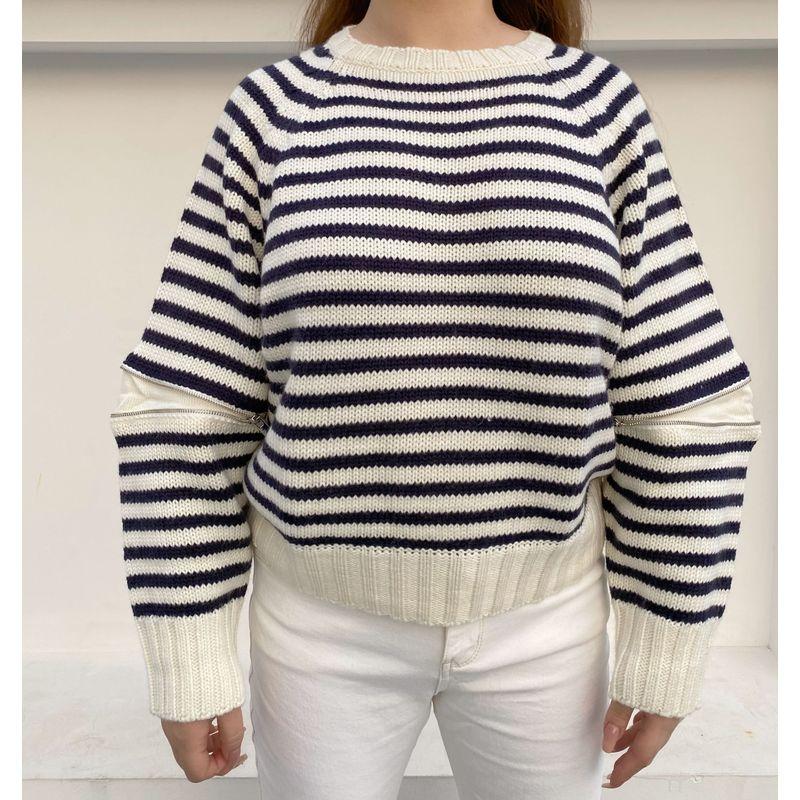 

30% off Miss Biggie Fashion Plus Size Loose, Comfortable and All-Matching round Neck Raglan Sleeves Black and White Horizontal Bands Sweater Black bars on white background F