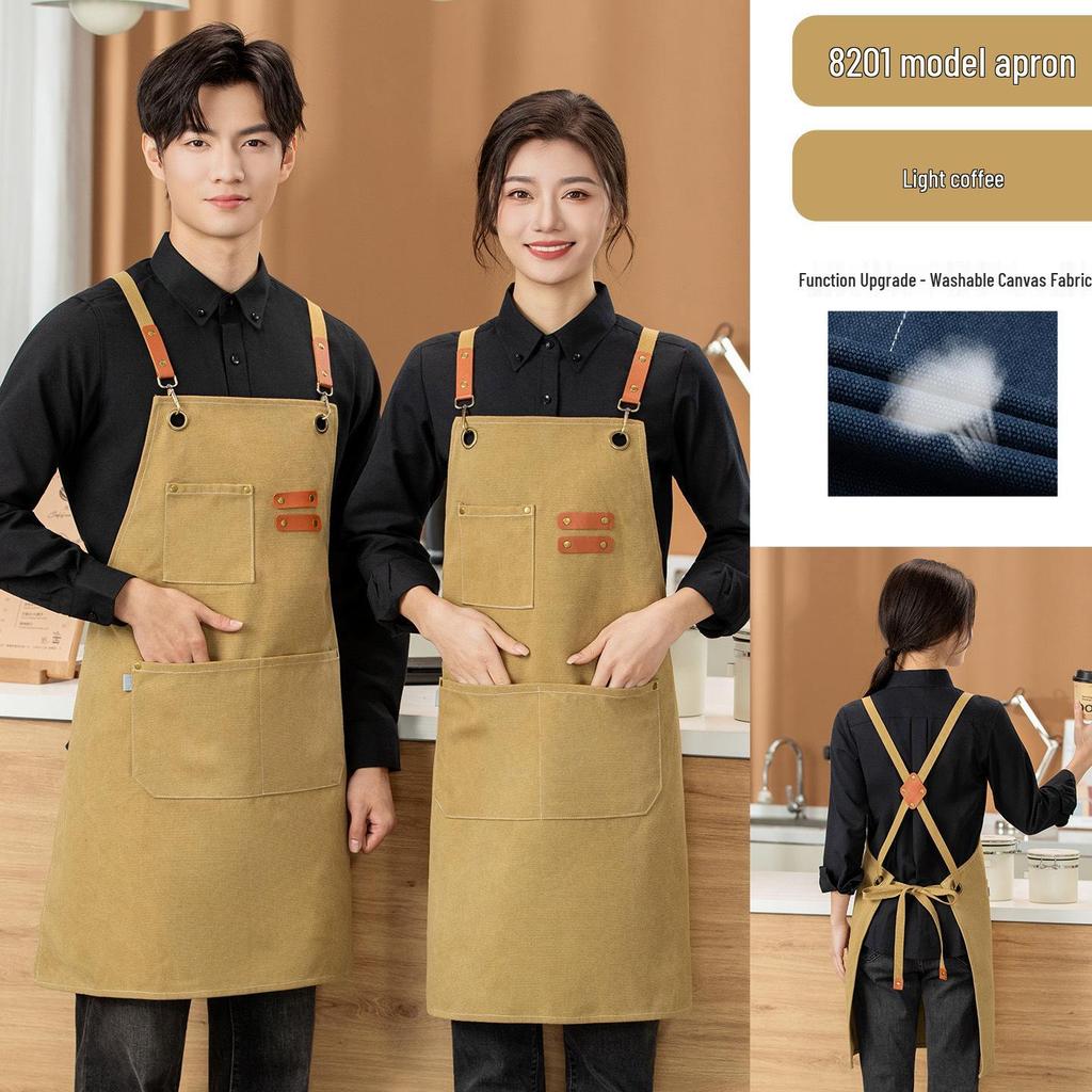Custom Logo Denim Apron for Coffee Shops & Nail Salons - Thick Canvas Workwear