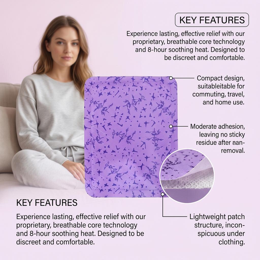 Menstrual Cramp Patch for Abdomen Gentle Warming Comfort Body Heat Therapy Portable Women Care