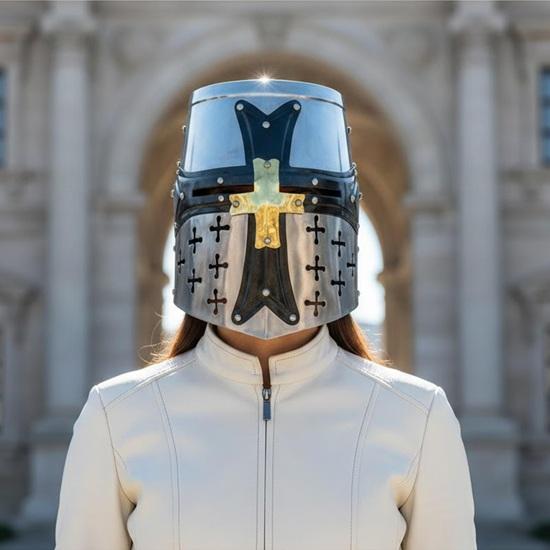 Handmade Medieval Templar Knight Helmet, Steel Armor, Cosplay LARP Gift for him