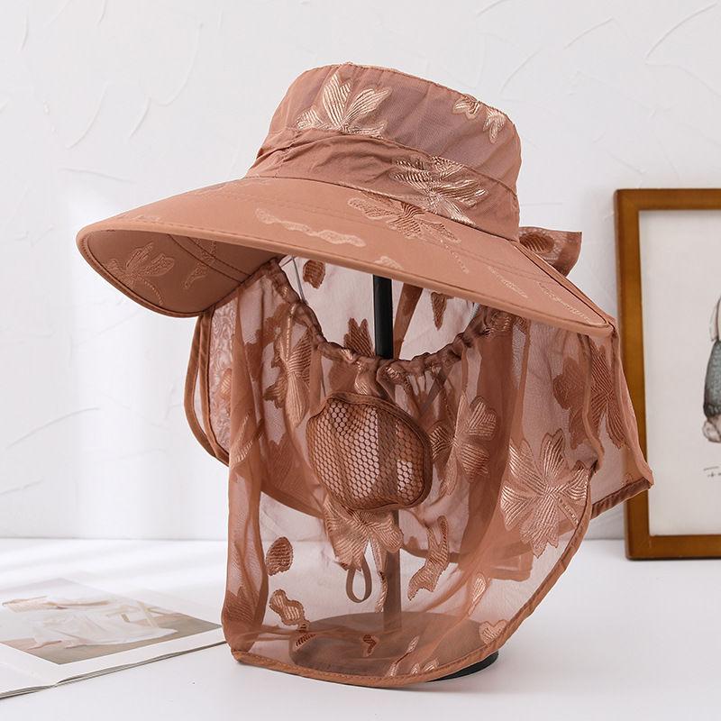 Ice Silk Hat, Sun Protection and Sunshade Hat Summer Breathable Hat Large Brim UV Protection Outdoor Cycling Face Mask, Windproof