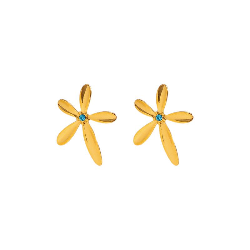 European and American INS fashion titanium steel earrings, vintage creative 18K gold-plated stainless steel stud round earrings