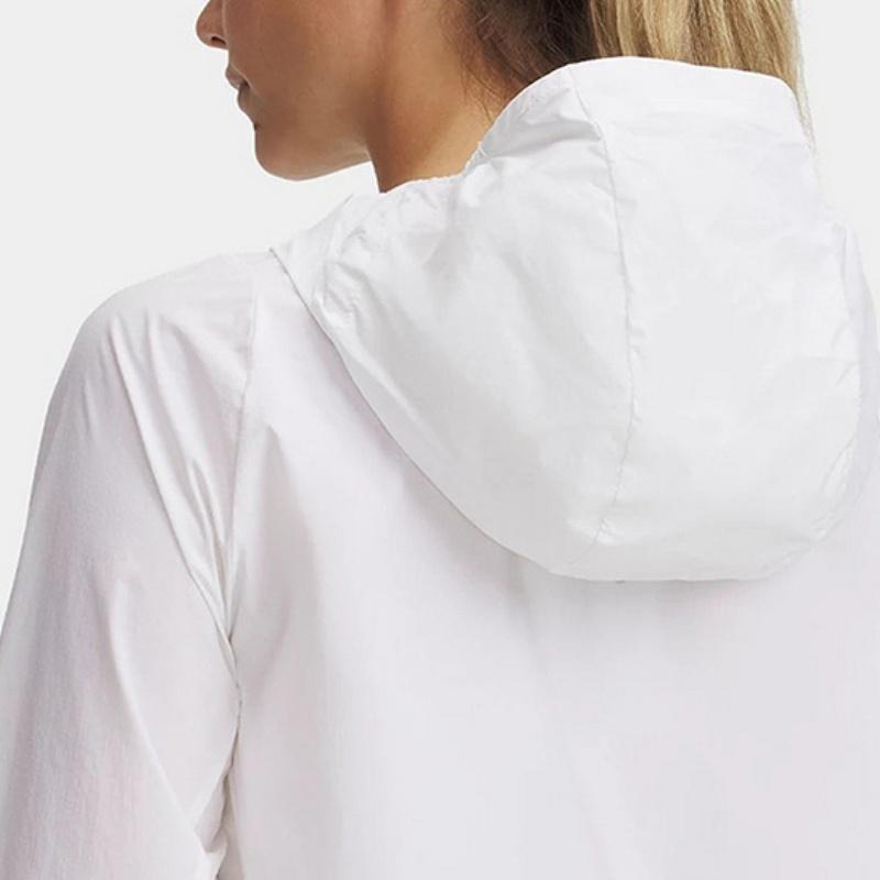 Under Armour Launch Logo Outdoor Woven Raglan Hooded Long Sleeve Jacket Women jackets White 1381881-101