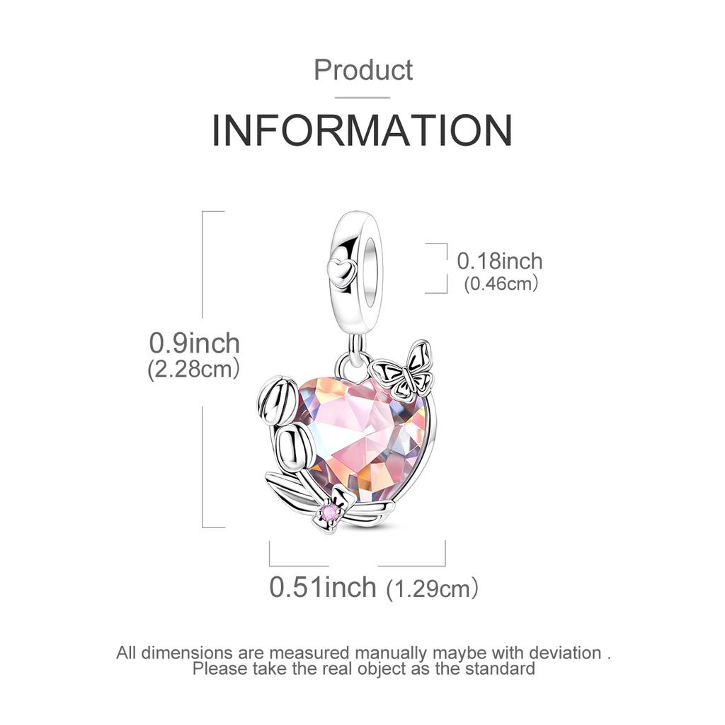 Copper Sparkling Zircon Heart Tulip Pendant Designed Original Beads For Jewelry Making Charms Bracelet Necklace Women Gift