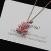 Colier Pandantiv Inimă și Urs pentru Femei, Lanț Claviculă cu Cristal Element Swarovski, Design Original Matriță