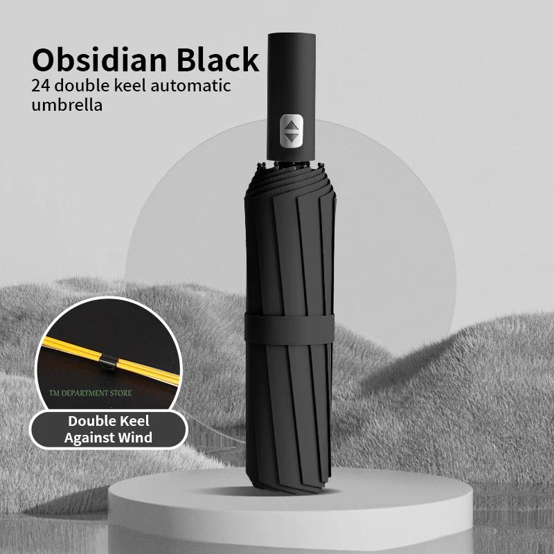 

24 Bone ветрозащитный анти-УФ полностью автоматический большой зонт 3 складные спицы двойной зонт для путешествий дождь мужчины женщины зонты