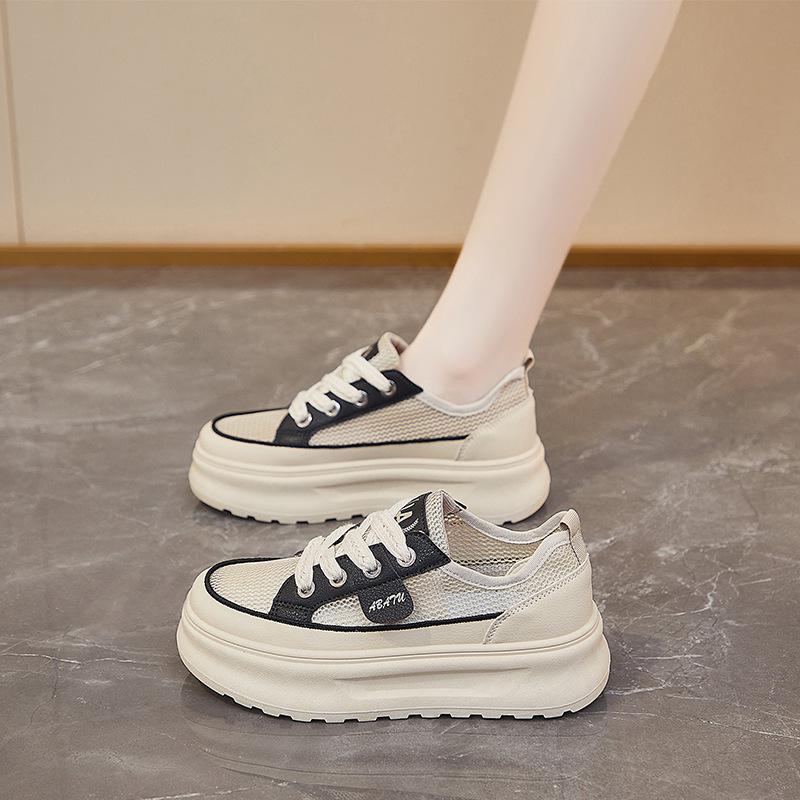 

Platform net shoes women s breathable board shoes women s 2025 spring and summer Korean version student thin hollow height increase casual sports sho 40