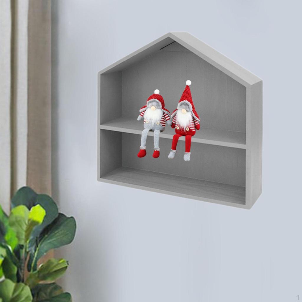 Shadow Box Display Shelf Figure Holder 2 Layer Accessories Rustic Multifunctional Wall Storage Rack
