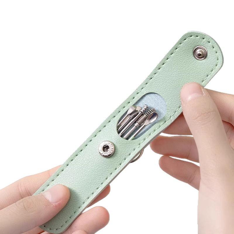 Six-Piece Luminous Ear Cleaning Tool Set with Leather Case, Yellow