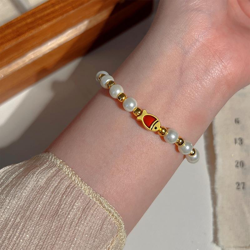 Bracelet Perle Irregulière Forme Spéciale Française Bracelet Femmes Niche Luxe Léger Exquis Doré Demi-Bracelet Bracelet Accessoires