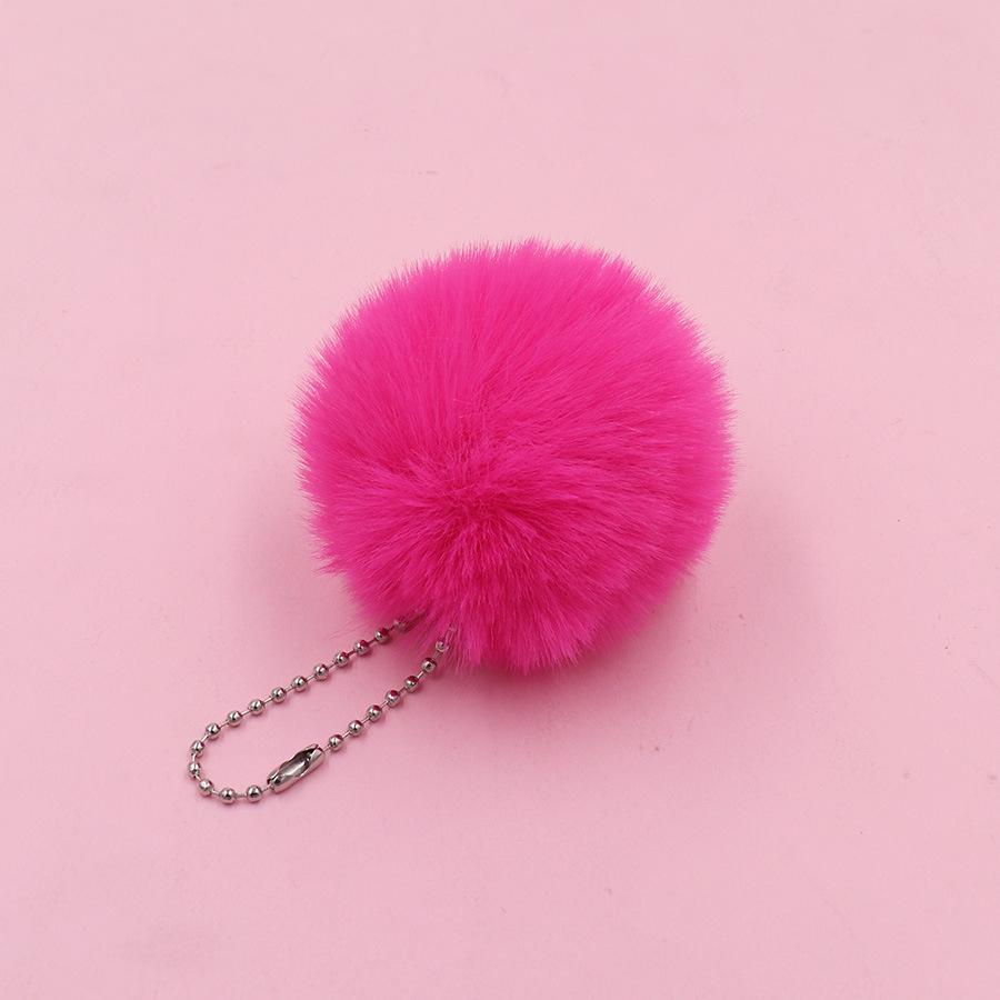 6cm Pom-Pom Plush Ball Beaded Keychain - Faux Rabbit Fur, Ideal for Bags, Keys, Earphone Cases