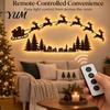 Batteriebetriebene Wandleuchte Beleuchtetes Holz-Weihnachtslicht-Set, LED-Rentier-Schlitten und Kiefernwald-Dorf-Set Kunstdekoration mit Fernbedienung,