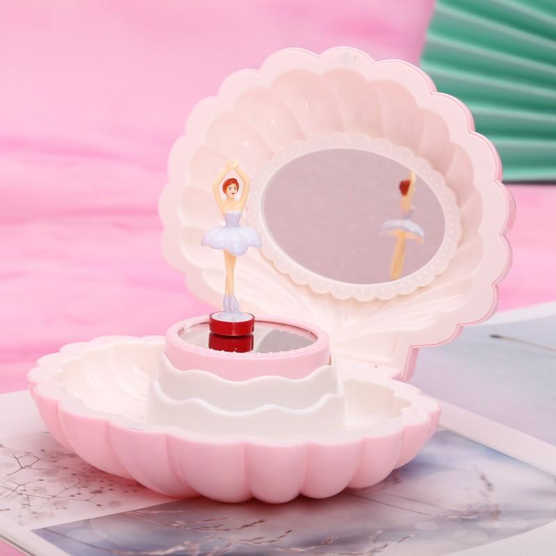 1Pc Shell Shaped Clockwork Musical Boxes Girls Dancing Ballerina Musical Box Christmas Birthday Jewelry Box Gifts Ornaments
