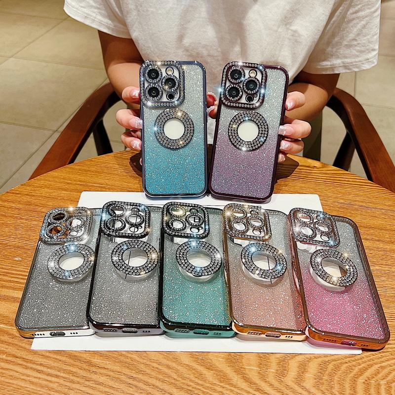 

Роскошный блестящий чехол с бриллиантами для iPhone 15 14 13 12 Pro Max, защитный чехол из мягкого ТПУ, прозрачный противоударный чехол для телефона iPhone 15 чёрный