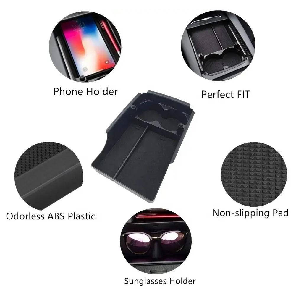 for Tesla Model X S Car Center Console Armrest Storage Box Tray Organizer Anti-Slip Mats Storage Tidying Car Storage Box