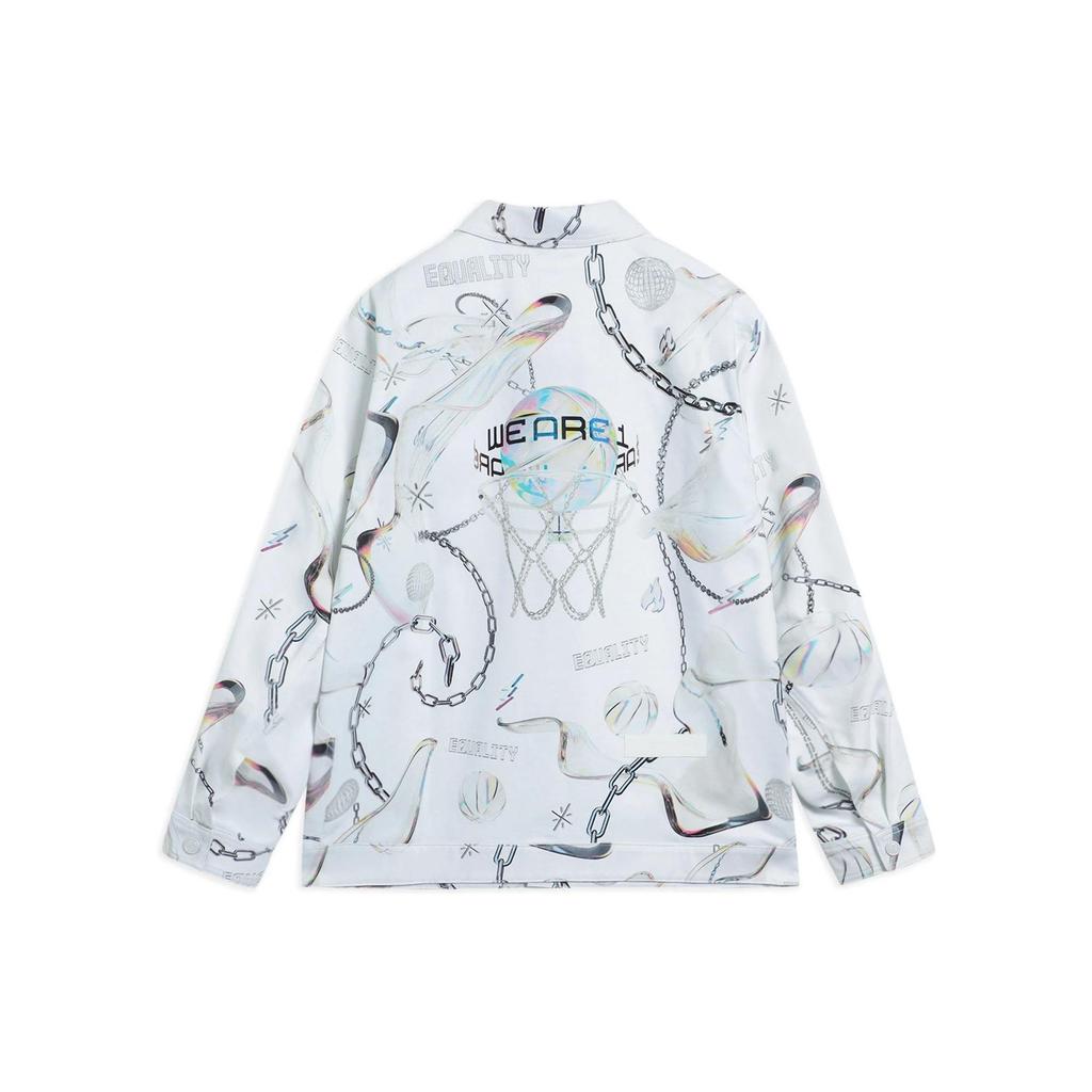 Li-Ning Wade X Glare Artist Co-Branded Long Sleeve Printed Shirt Men Tops White Gray AFDS475-2