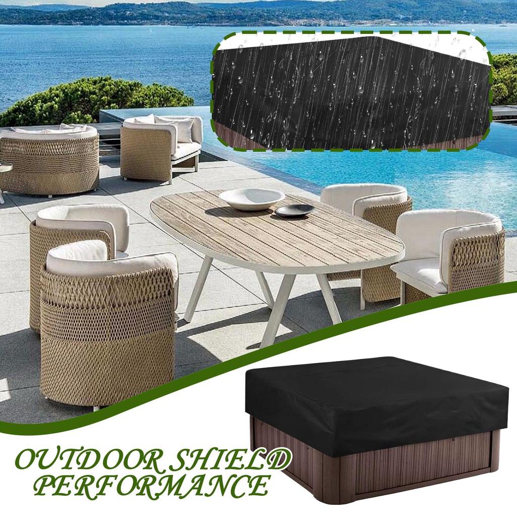 220x220x30cm Waterproof & UV Resistant Hot Tub Cover Protector Square Spa Cover Caps for Outdoor Garden Backyard Poolside Use