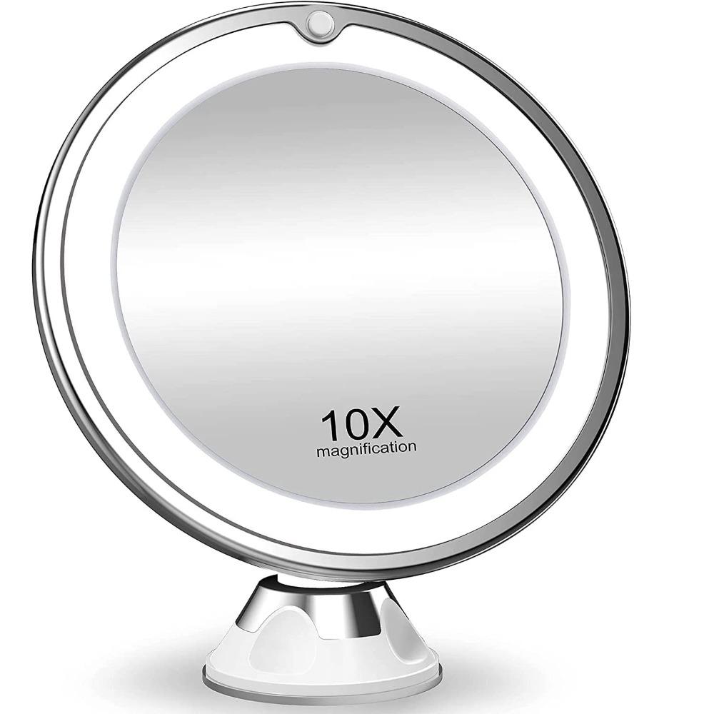 Flexible  10x Magnifying Mirror LED LightingTouch Screen Portable Dressing Table Makeup Dry Battery