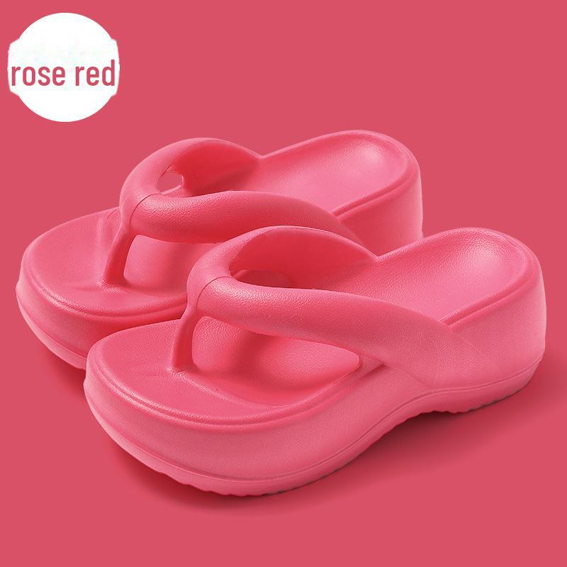 Fashionable Women's Thick-Soled Flip-Flops for Summer, Non-Slip Beach & Home Bath Wear, Suitable for Couples