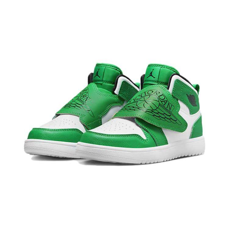 Jordan Air  1 Lucky Green BP Anti-Slip Shock Absorption High-Top Basketball Shoes Kids sneakers White BQ7197-301
