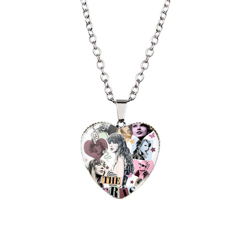 Von Taylor Swift inspirierte herzförmige Halskette für Kinder Atemberaubender Glasanhänger Stilvolles Accessoire