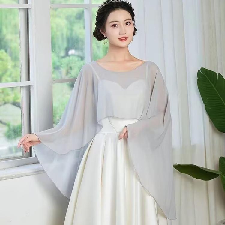 Breathable Polyester Yarn Shawl Wrap For Women Outdoor Activity Sun Protective Capes Scarf for Vacation and Formal Event